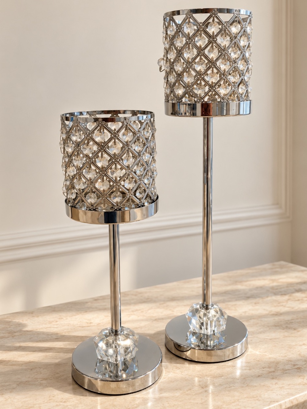 Crystal Accent Candle Holders